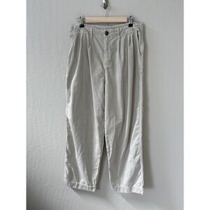 Free People Addy Chino Pleated Pants Wide Leg Casual Trousers Neutral Beige Sz 8